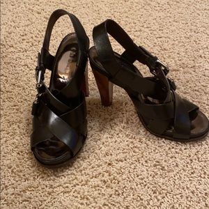 Theory Black Buckled High Heeled Sandal